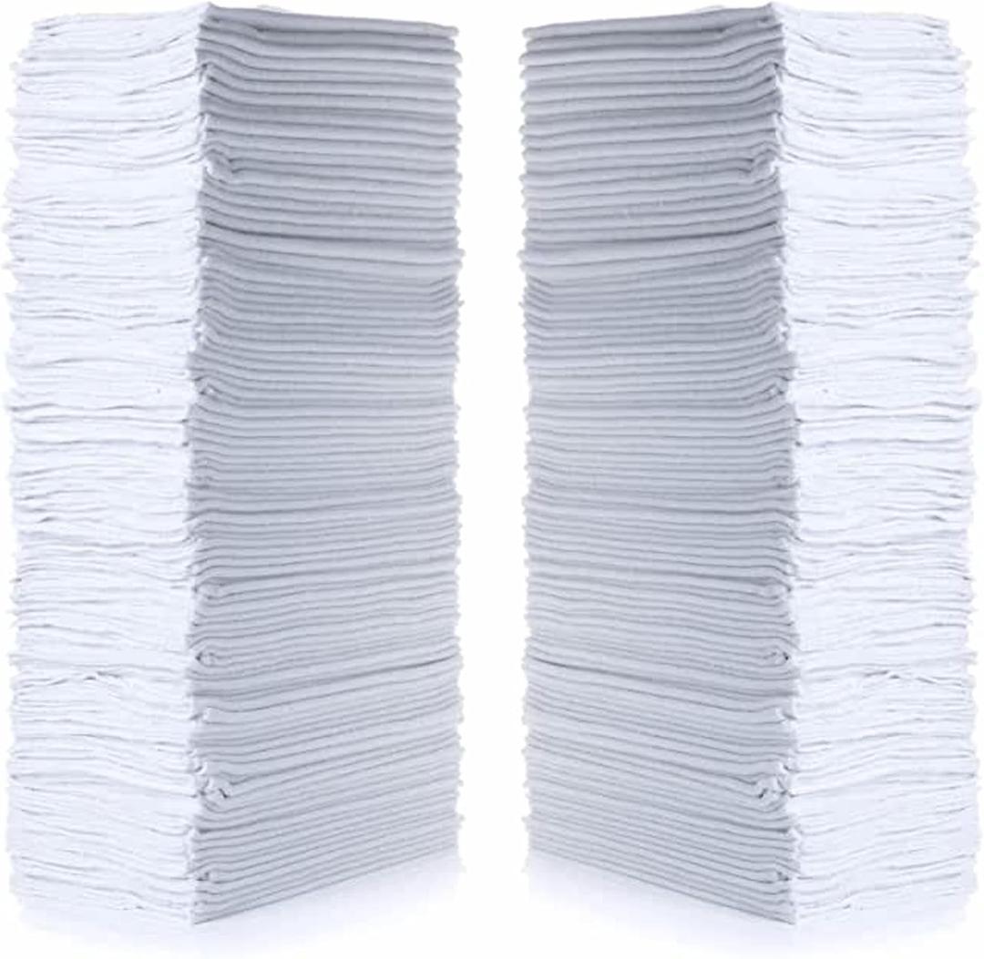 Simpli-Magic Cotton Shop Towels 14"x12" (145 Pack) Reusable Cleaning Shop Rags for Automobiles, Industries, Garage and Homes (White), 145 Count