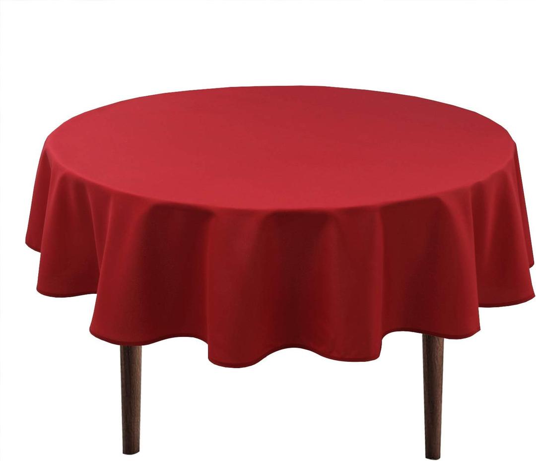 Hiasan Christmas Round Tablecloth 30 Inch - Waterproof Stain Resistant Spillproof Polyester Fabric Table Cloth for Dining Room Kitchen Party, Red