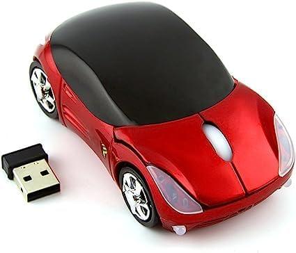 2.4G Wireless Mouse 3D Car Shape Wireless Optical Mouse USB Receiver for Laptop PC (F-car, red)