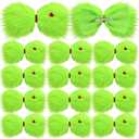 Suncalla 12 Pcs Christmas Hair Bow for Girls, 7 Inch Green Furry Hair Bow Clips with Red Heart, Christmas Decorations Gifts Costume Accessories Women Girls