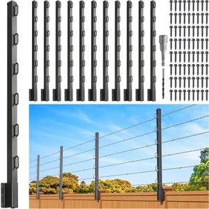 Fence Post Extender, 40" Fence Barbed Wire Extend Arm，for Outdoor Fences to Increase Height, Protect Privacy and Pets Jumping Off (12, 40in)