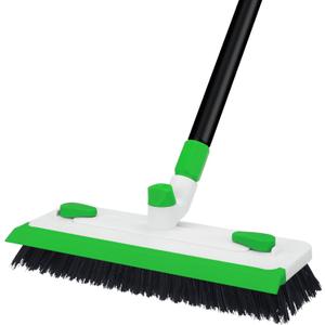 Floor Scrub Brush with Long Handle, 3-in-1 Floor Scrubber Brush Scrub Mop for Cleaning Grout Bathroom Patio Deck Garage