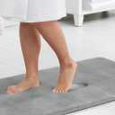 Genteele Memory Foam Bath Mat Non Slip Absorbent Super Cozy Velvet Bathroom Rug Carpet (20 Inches X 32 Inches, Grey)