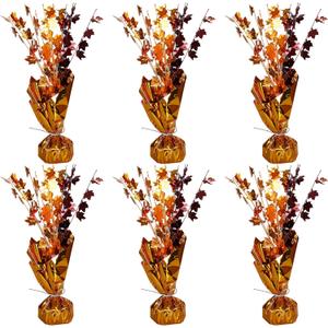 Gyufise 6 Pack Metallic Foil Spray Centerpiece Autumn Maple Table Decoration Burst Table Centerpieces Table Decor for Thanksgiving Birthday Wedding Anniversary Holiday Party Supplies Orange
