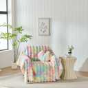 3D Bubble Mat Faux Fur Couch Cover,Thick Faux Rabbit Fur Couch Cover,L Shaped Sofa Slipcovers for Home Decoration and Dogs,Cats(Rainbow, 71" x 118")