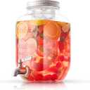 1-Gallon Drink Dispenser. Glass Beverage Dispenser with Stainless steel Spigot plus Ice Cylinder and Fruit Infuser! Water Dispenser, Lemonade Stand, Juice Container - Drink Dispensers for Parties