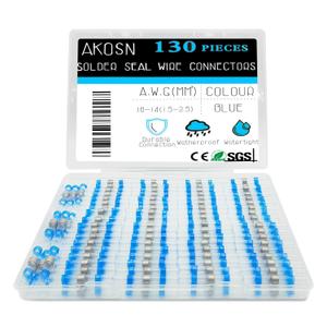 130 PCS Blue Heat Shrink Butt Connectors,16-14 AWG, Self Soldering Butt Connector, Waterproof Solder Seal Wire Connectors, Butt Splice Wire Terminals for Automotive Marine Boat