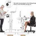 Enayplon Small Standing Desk with Wheels, Mobile Stand Up Desk, Portable Standing Table on Wheels for Walking Pad, Rolling Computer Desk Adjustable Height, Tall Table