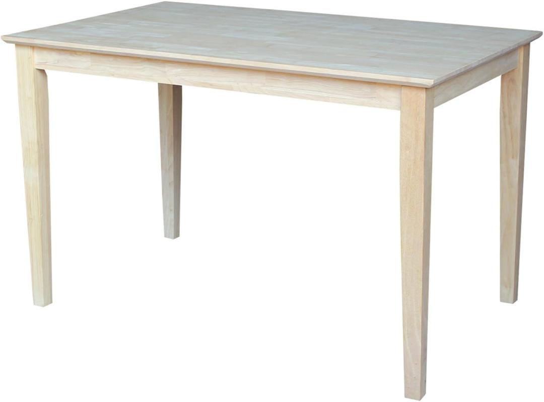 International Concepts Table Top Solid with Wood Standard Height Shaker Legs, 30 by 48-Inch, Unfinished (Brown)