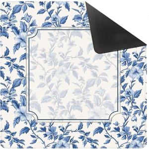 Blue and White Chinoiserie Floral Mahjong Mat for Table 31.5 x 31.5 in, Vintage Blue Oriental Chinese Anti-Slip Mahjong Table Cover Tablecloth for Poker Board Card Tile Game Dominoes