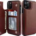 LETO for iPhone 15 Pro Max Wallet Case - Flip Folio Leather Kickstand - Fashionable Designs - Credit Card Holder - Protective Phone Cover for Women and Girls - 6.7" - Dark Brown
