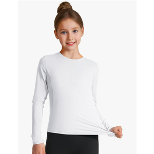 HASMES Girls Long Sleeve Athletic Shirts Active Quick Dry Lightweight Clothes Kids Teens Sports Tees Yoga Basic Tops , S