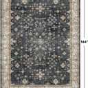 Black Boho Rug for Living Room 9x12 - Washable Dining Room Rugs for Under Table, Vintage Soft Low Pile Carpet for Bedroom, Non-Slip Farmhouse Bohemian Large Tumble Rug for High Traffic Area