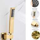 Gold square hand shower head, handheld shower head with hose,brass High pressure flushing With adjustable water supply elbow Wall-mounted connector Shower bracket and hose set