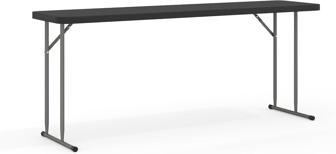 Flash Furniture Kathryn 6' Rectangular Plastic Folding Table, Long Plastic Foldable Table for Indoor/Outdoor Events, Black, 1 count