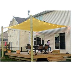 Patio Sun Shade Sail Canopy, 6' x 10' Rectangle Shade Cloth UV Block Sunshade Fabric - Outdoor Cover Awning Shelter for Pergola Backyard Garden Yard (Sand Color)