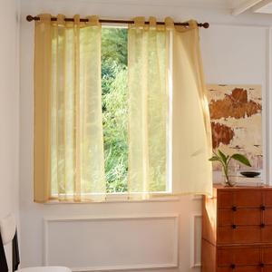 Foil Stripe Gold Sheer Curtains 72 inches Length 2 Panels with Grommets 52 inches Widith, Semi Transparant Curtains for Living Room and Multiple Rooms, Light Filtering Window Treatment