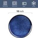 vicrays Ceramic Dinner Plates Set - Porcelain 10 Inch Flat Steak Pasta Pizza Plate Home Party Restaurant Plate Scratch Resistant Microwave Oven and Dishwasher Safe Set of 6 Blue