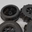 AMORIL RC Paddle Tires, 4PCS Off Road Snow Sand Rubber Tires Hexagon(Side to Side) 12mm Wheels Replacement for 1/10 Truck (Black) for RZ001, Part Number R11152