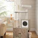 Feandrea Cat Tree with Litter Box Enclosure, 59-Inch Modern Cat Tower, 2-in-1 Condo with Scratching Posts, Washable Removable Cushion, Greige UPCT113G01