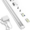 MYPLUS Under Cabinet Lights, 12" Touch Activated and Dimmable Aluminum LED Bar for Kitchen, Workbench and Desk, Warm White 3000K, Plug-in, Sliver (1 Pack - Silver Case)