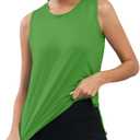 KevaMolly Workout Tank Tops for Women Side Slit Summer Athletic Shirts | Loose Fit,Dri Fit,Breathable,UPF50+,UV Sun Protection,Spf Sleeveless Tops for Exercise Gym Yoga Running (Green, S)