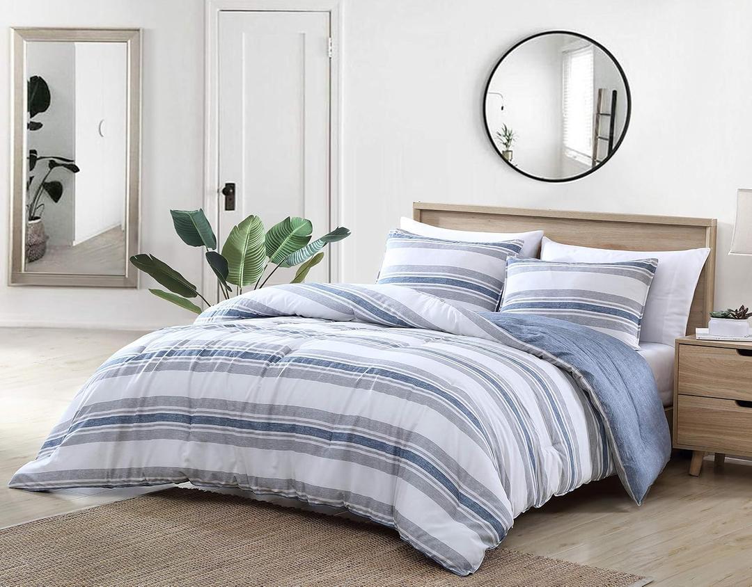 Nautica - Twin/Twin XL Comforter Set, Reversible Woven Bedding with Matching Sham, Medium Weight for Year Round Use, Dorm Essentials, Oeko-Tex Certified (Bay Shore Navy)
