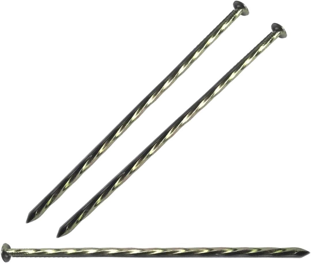 Pack of 10 8-Inch Landscape Stakes, Spiral Metal Galvanized Landscape Spikes, Garden Nails for Artificial Turf, Paver Edging, Weed Barrier, Carpentry and More