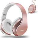 ZIHNIC Bluetooth Headphones Over-Ear, Foldable Wireless and Wired Stereo Headset Micro SD/TF, FM for Cell Phone, PC, Soft Earmuffs &Light Weight for Prolonged Wearing(Rose Gold)