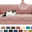 XINEAGE New 4 Pieces Couch Covers for 3 Cushion Couch Super Stretch Thick Soft Sofa Cover Anti Slip Sofa Slipcover Dogs Cats Furniture Protector (Dusty Pink, 71"-91")