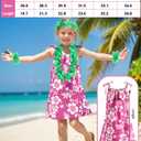 ZIW Girls Pinkish-Red Tropical Cosmos Flower Sundress Kids Hawaiian Costume with Luau Party Accessories Halloween Costumes (7-8 Years)