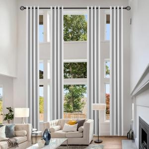 Extra Long Curtains, Room Darkening Grommet High Ceiling Drapes, 2 Story Curtains for Living Room and Loft(1 Panel, White, 52"x216")