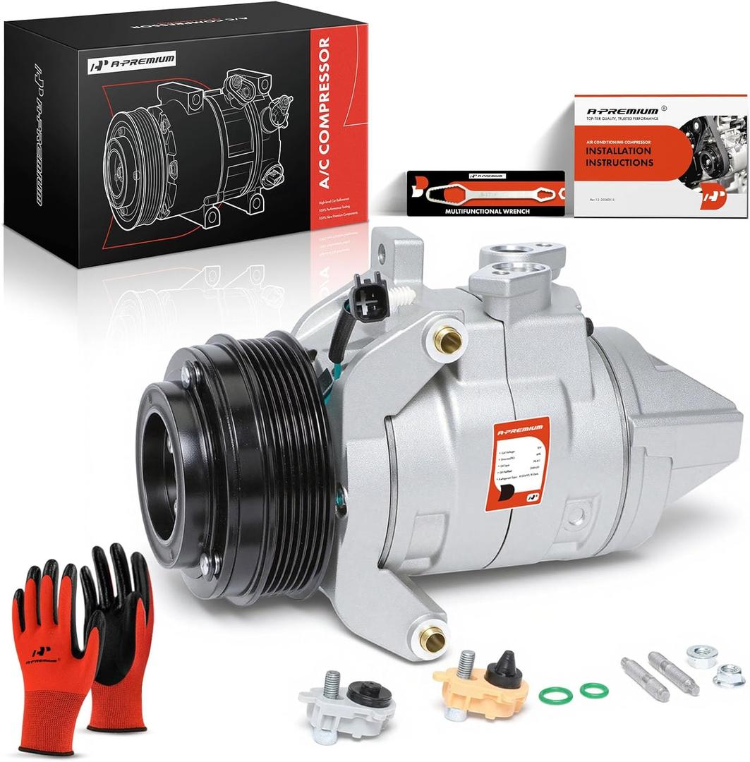 A-Premium A/C Compressor with Clutch Compatible with Ford F-150 2.7L Turbocharged 2015-2017, DKS20 Style