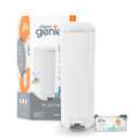 Diaper Genie Platinum Pail (Lily White) is made in Durable Stainless Steel and includes 1 Easy Roll Refill with 18 Bags that can Last up to 5 Months.