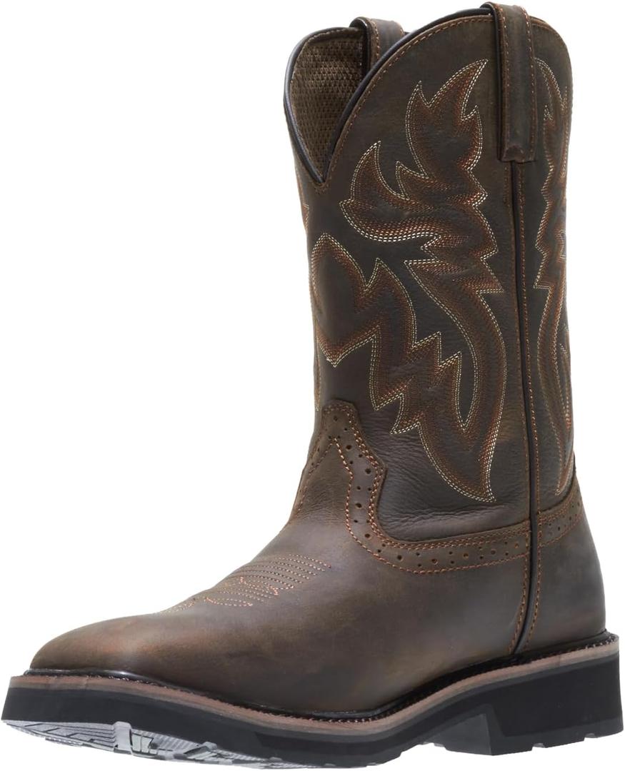Wolverine Men's Rancher Steel Toe 10in Work Boot (9.5 X-Wide, Dk Brown/Rust)