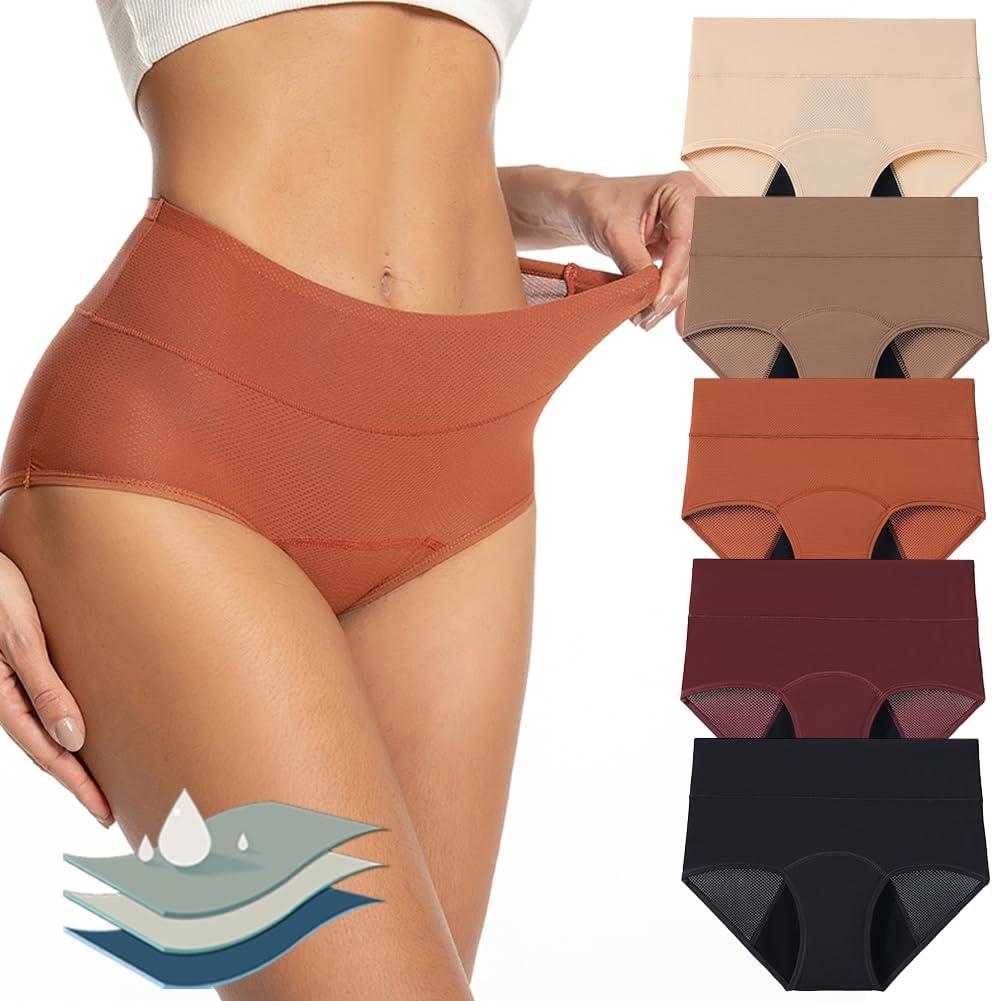 Mordlanka Period Underwear for Women Breathable Menstrual Leakproof Panties (Medium, Multicolor)