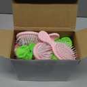 Qunclay 24 Pcs Witch Party Favors Pink and Green Mini Hair Brush and Scrunchies Set for Women Witch Music Movie BFF Green Castle Enchanted Wizard Princess Birthday Party Gift Decor