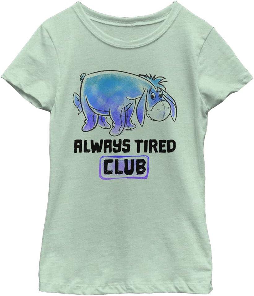 Disney Winnie The Pooh Eeyore Tired Club Girl's Heather Crew Tee (Medium, Mint) Disney Winnie The Pooh Eeyore Tired Club Girl's Heather Crew Tee (Medium, Mint)