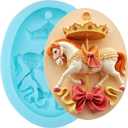 Carousel Horse Silicone Molds Merry-Go-Round Fondant Chocolate Mold for Cake Decorating Cupcake Topper Candy Gum Paste Polymer Clay