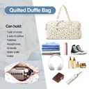 Gym Bag for Women, Cute Duffle Bag, Quilted Duffle Bag for Travel, Floral Duffle Bags, Weekend Bag with Zipper Pocket Dance Bag Organizer