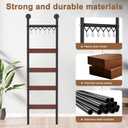 Wooden Blanket Ladder, Wall-Leaning Blanket Rack, 5 Tier Ladder Shelf, 5.6 ft Blanket Holder, Decorative Display Ladder Shelf for Storage and Home Decor, Rustic Brown and Black