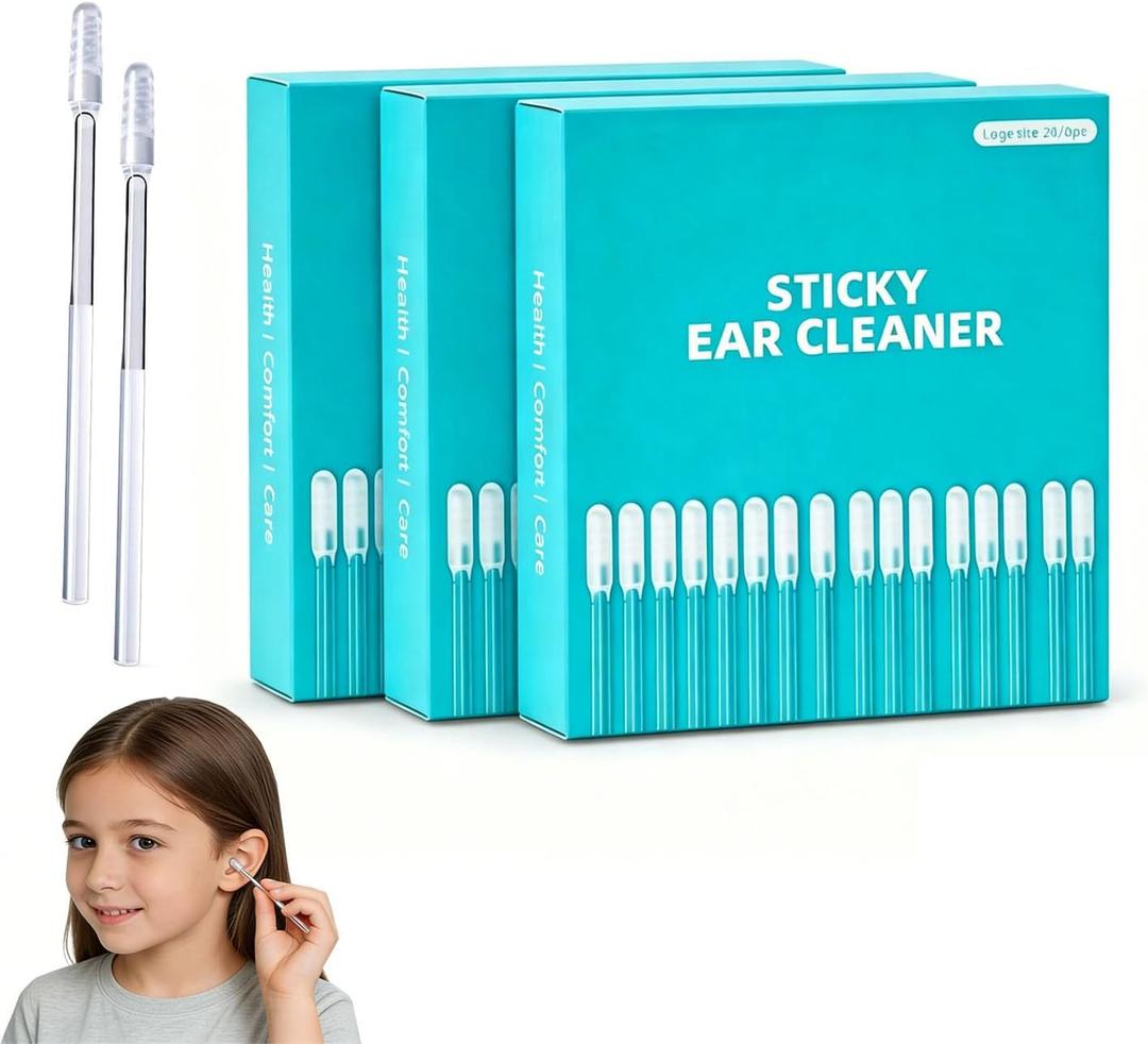 Sticky Ear Cleaning Stick, Reusable Ear Cleaning Tools with Soft Rubber Head, Gentle Adhesive Ear Pick for Ear Wax Cleaning, Adhesive Ear Cleaning Sticks for All Ages (2 Box)