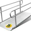 MAASTERS Ramp with Handrails 8 FT, Loading Capacity 850 lbs, ADA Compliant | non-slip surface, sturdy, waterproof
