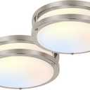 hykolity 10 inch Flush Mount LED Ceiling Light Fixture, 17W 1100lm, 2700K/3000K/3500K/4000K/5000K Adjustable Ceiling Lights, Brushed Nickel Saturn Dimmable Lighting for Hallway Bathroom - 2 Pack