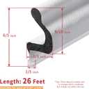 26 Feet Long Reach Door Weather Stripping Door Seal Strip, New Upgraded V-Shaped Replacement Kerf Weather Stripping for Door Frame Door Insulation, Easy Cut to Size(White)