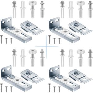 4 Pack Bifold Door Hardware, Folding Closet Doors Repair Kit, Bi Fold Closets Kits with Top and Bottom Bracket, Guide Wheel & Pivot, Fits 7/8" to 1" Track