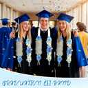 Graduation Money Lei Class of 2026 - Graduation Ribbon Lei with Secure Cash Pockets, 66'' Blue Hawaiian Flower Graduation Necklace for Women Men, Grad Gift & Party Accessories for High School College