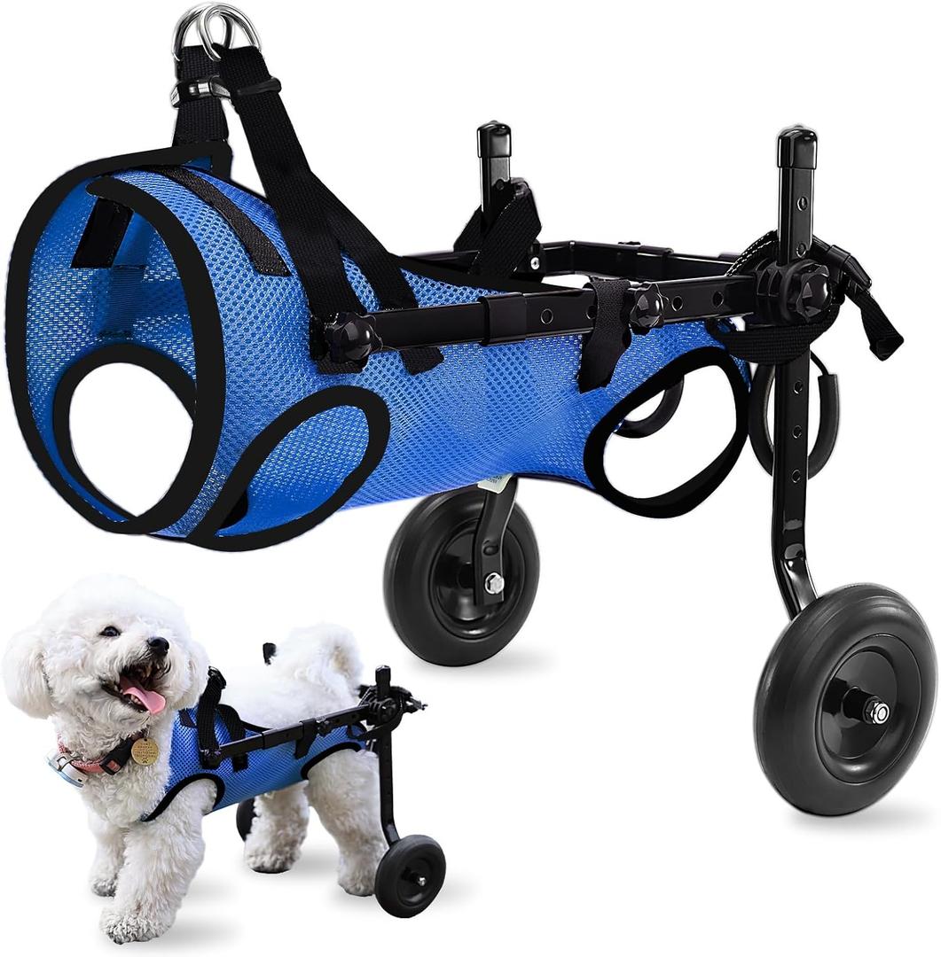 Updated Dog Wheelchair for Back Legs, Small Dog Wheelchair Carts with Wheels, Light Weight Wheelchair for Leg Support Helps Senior, Injured, Paralyzed (Blue, M)
