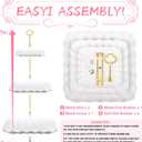 5 Pcs Dessert Display Stands, 2pcs Dessert Stands 3 Pcs Tray, Pink Dessert Display Stands, Treat Table Displays Set for Wedding Baby Shower Tea Party, Ease of Cleaning and Assembly