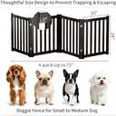 4-Panel Solid Wood Dog Gate - Freestanding Folding Pet Gate for Doorways, Stairs, Indoor, 24" Height, No Installation Needed, Black